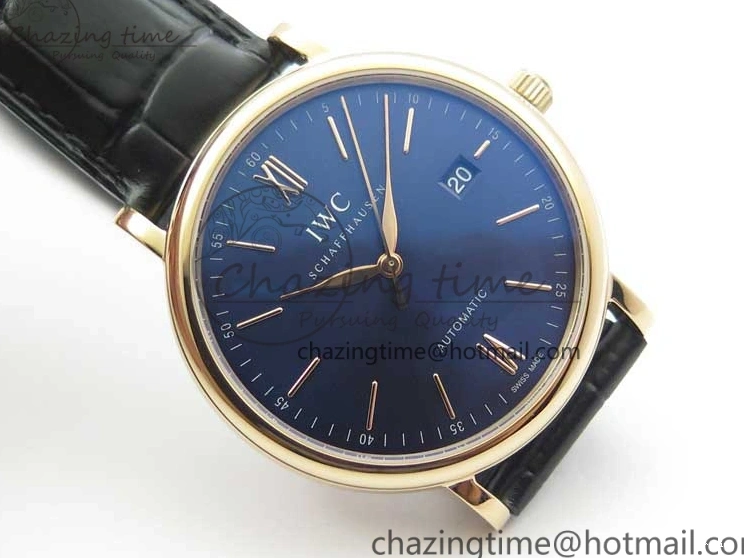 MIROTIME 0428 MoistureWicking Portofino Automatic RG IW356522 FKF 1:1 Best Edition Blue Dial on Black Croco Strap A 7109